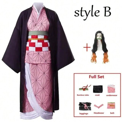 Zhongkaihua Kamado Nezuko Cosplay Costume - Anime Kimono Suit Robe Set