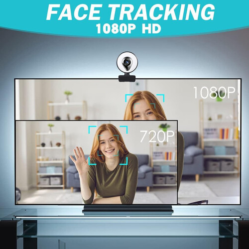 Computer 1080P AutoFocus Webcam Double Noise Reduction Microphone Camera Video Webcam(Black) 2