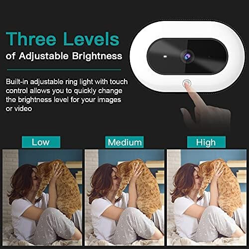 1080P Webcam with Ring Light and Privacy Cover, Auto-Focus, Web Camera for Online Learning(Black) 1