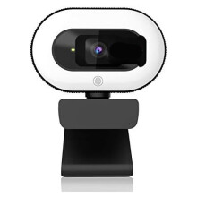 1080P Webcam with Ring Light and Privacy Cover, Auto-Focus, Web Camera for Online Learning(Black)
