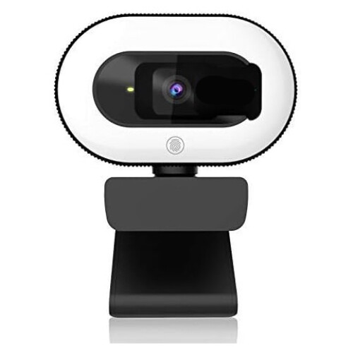1080P Webcam with Ring Light and Privacy Cover, Auto-Focus, Web Camera for Online Learning(Black)
