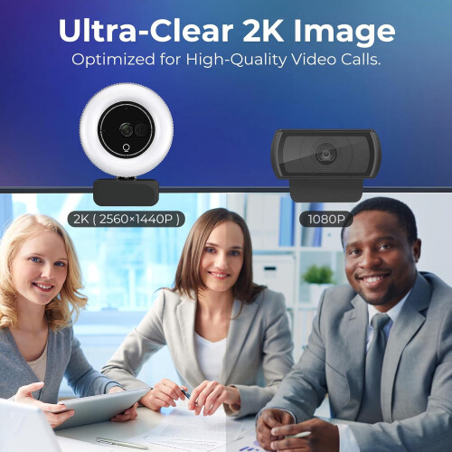 2K Webcam for , Web Camera for Desktop Computer/Laptop/Monitor, USB Streaming Camera (Black) 1
