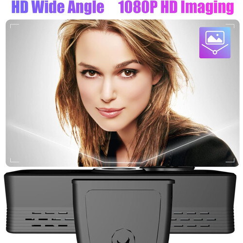 Webcam 1080P HD Webcam Computer with Microphone USB PC Web Camera(Black) 2