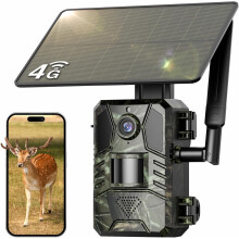 Trail Camera with Built-in SIM Card 4G Unlimited Data Plan 2k HD Live Streaming 4W Solar Panel(Green)