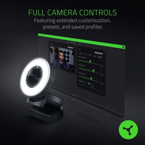 Streaming Webcam, Ring Light with/Adjustable Brightness - Built-in Microphone - Advanced Autofocus(Black) 1
