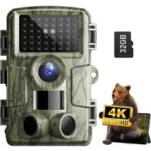Trail Camera with Night Vision 4K Game Camera, 0.05s Trigger Motion Activated Hunting Camera(Green)