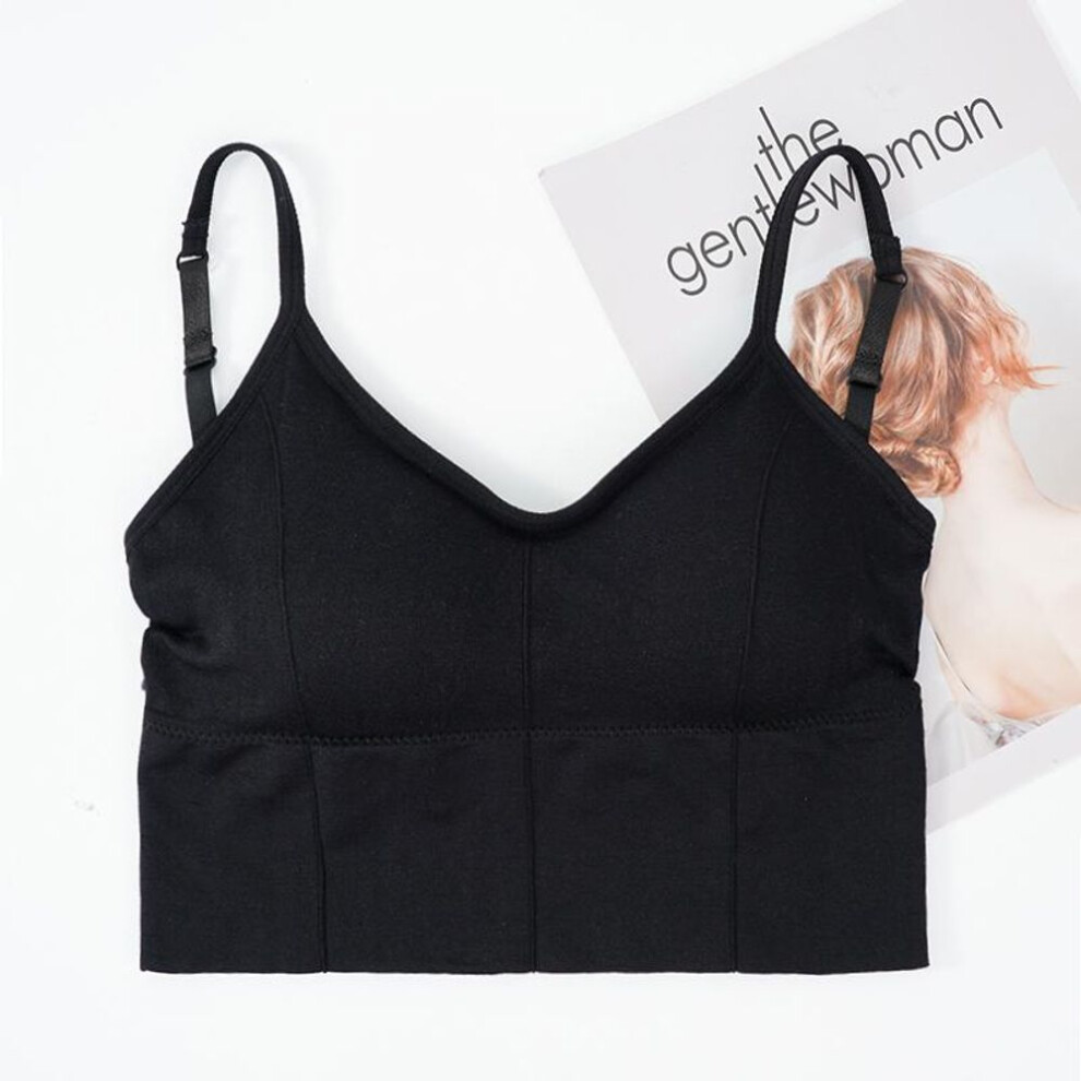 (black, One Size) 2023 Women Fashion Sports Bralette Bra Push Up Fitness Yoga Bra Tops Crop Top Bustier Women's Sleeveless Vest Sling Vest Plus Size Tank Tops Lingere