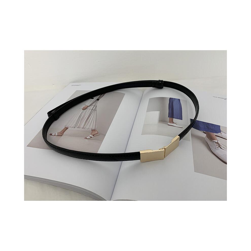 (Black) Slim Trendy Womens Waist Belt Designed For Versatile Dresses With Rectangular Alloy Buckle-image-OPC-PJ7R5G7-NEW
