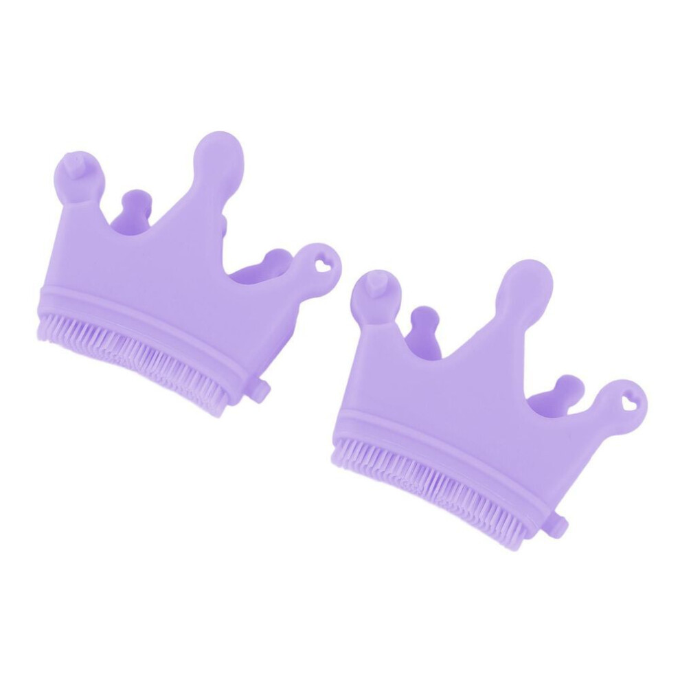 (purple) 2pcs Fingernail Separator Nail Brush Multifunctional Silicone Nail Brush Fingernail Separator