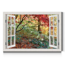 Galerie de redare Natura Canvas Arta de perete picturi de casa Arta de arta colorata padure de toamna fereastra botanica Vedere moderna decora?iu