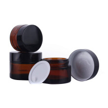 6 Pack Amber Glass 5 ml 1/6 oz Small Thick Wall Round Jars Vials Pot Cosmetic Bottle Face Cream Containers With Black Lids For Lotion Make Up Nai