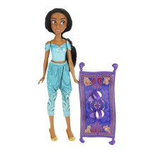 Disney Princess Everyday Adventures Jasmine och Magiska Mattan med Hjul, Modedocka, Disneys Aladdin Leksaker för Barn 3 år och uppåt