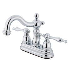 Rubinetto Lavabo Kingston Brass KS1601NL 4 in. con Pop-Up in Ottone e Maniglia Metallica Cromo