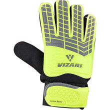 (7, Yellow/Grey/Black) Guantes de portero Vizari Junior – Guantes de fútbol para niños con agarre y protección para los dedos.