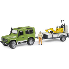 Bruder Land Rover Defender Rigid Drawbar Trailer JCB Micro Excavator and Construction Worker dla dzieci unisex