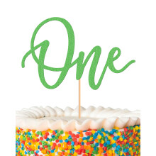 MYAMPED First Birthday Cake Topper - Glitter Green One Sign Cake Decorating Supplies for 1st Birthday Baby Shower Gender Reveal Party or Photo