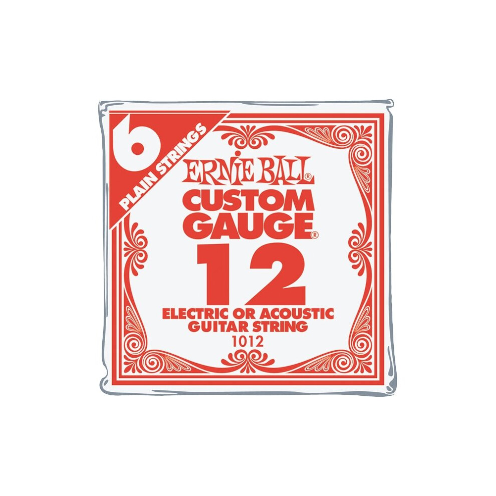 Ernie Ball Nickel Plain Single Guitar String .012 6-Pack