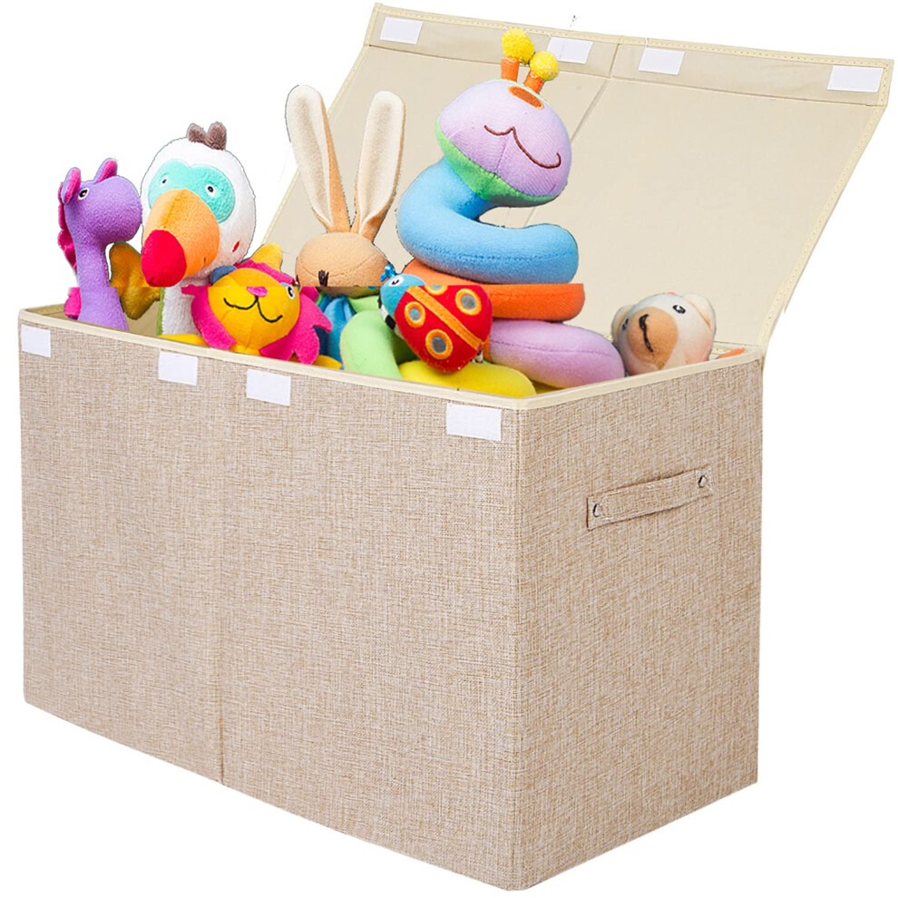 popoly Large Toy Box Chest Storage with Flip-Top Lid Collapsible Kids