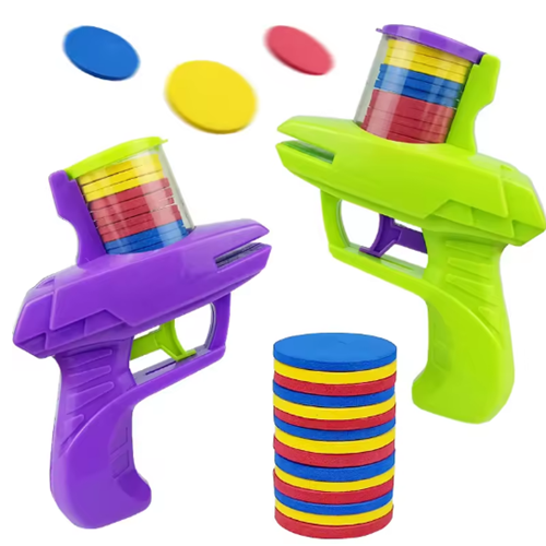 2pcs Kids Outdoor Game Foam Disc Gun Toy Shooting  Interactive Toy