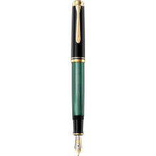 Pelikan Souvern M600 Füllfederhalter, feine Feder, Schwarz/Grün, 1 Stück (980011)