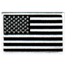 Parche bordado con bandera estadounidense, emblema de uniforme militar tenue de los Estados Unidos de Amrica en blanco y negro