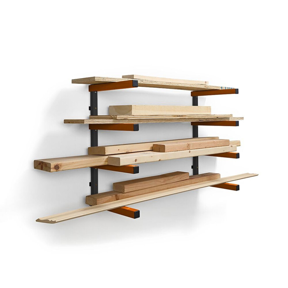 Ack And Garage Wall Storage Rack For Indoor/Outdoor Use - Material Rack Wall Mount Storage System And Lumber Storage Rack - Pbr-0410 Orange/Gray 814000019814