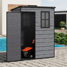 5X3FT Plastic Outdoor Garden Tool Shed with Window and Lockable Door
