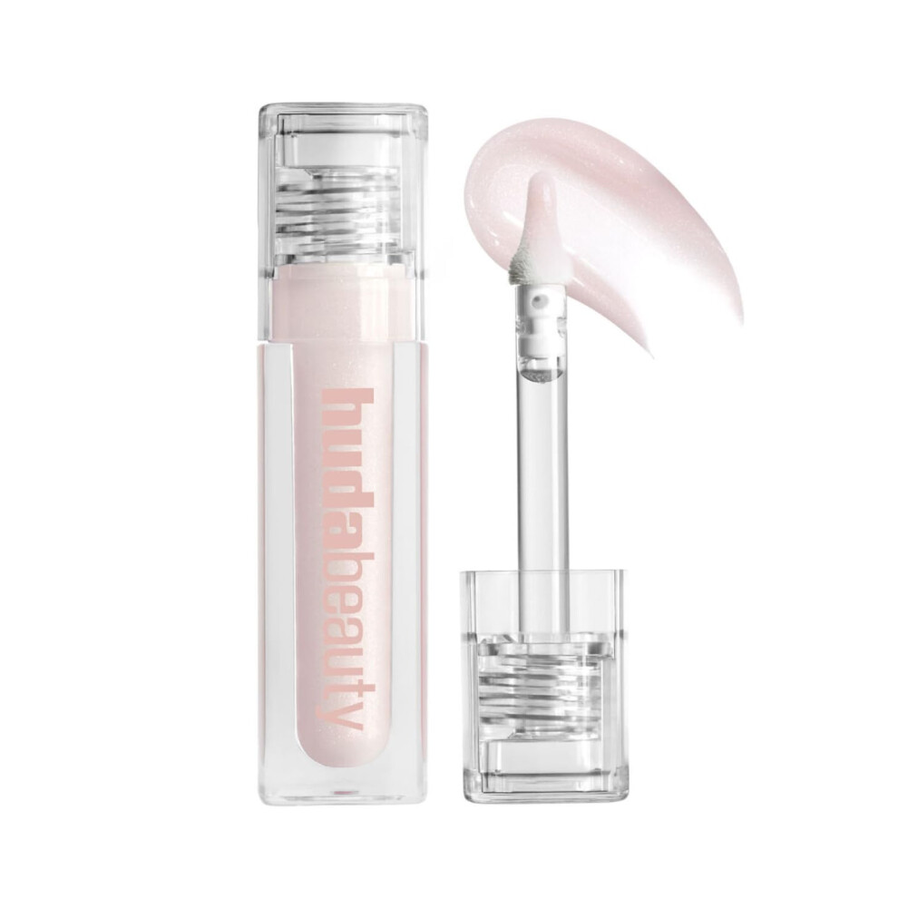 Huda Faux Filler Icy Nude Shimmer Lip Gloss - She Glitzy (sheer clear iridescent) - 0.13 fl oz / 3.9 mL