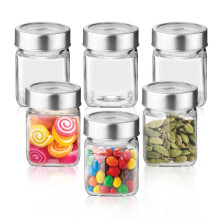 Treo By Milton Cube Storage Glass Jar Set of 6 180 ml Each Transparent| BPA Free | Storage Jar | Kitchen Organizer | Modular | Multipurpose Jar |