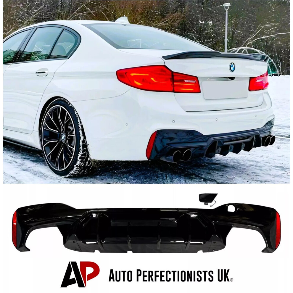 For Bmw 5 Series G30 M Sport Rear Diffuser Quad Exit 2018-2020 Black 5061072667909