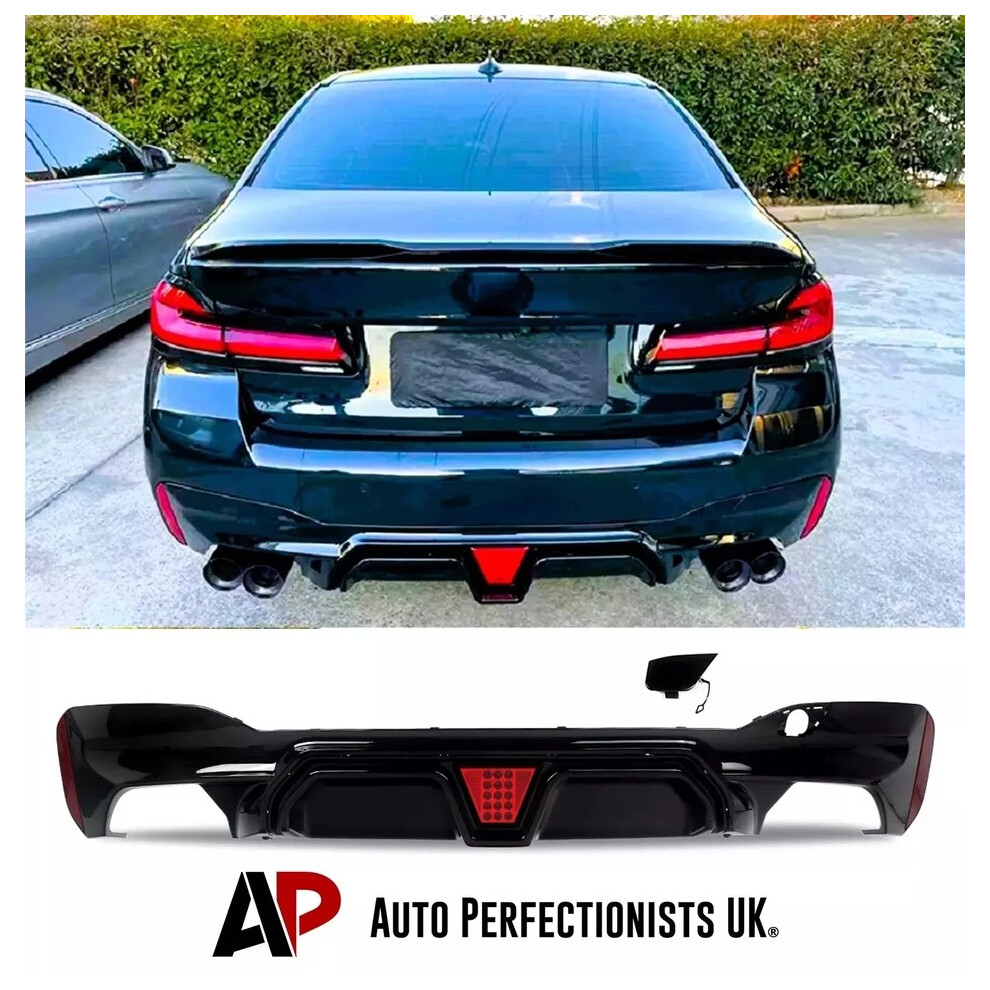 For Bmw 5 Series G30 M Sport Valance Diffuser Quad Exit W/Led 18-20 Black 5061072667916