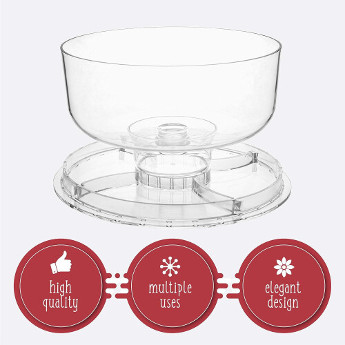 (Plastic)6 IN 1 Modern Design Multi Functional Cake Stand & Dome Plastic Cover Salad Bowl 1