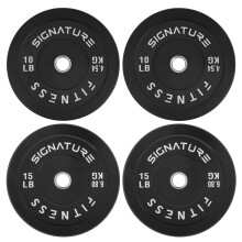 Fitvids 2 Olympic Bumper Plate Weight Plates with Steel Hub 50-Pound Set 2x 10LB 2x 15LB Rubber