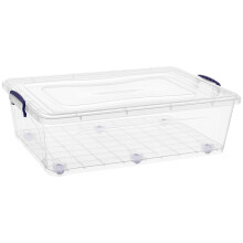 Superio doorzichtige opbergbak onder bed met deksel, stapelbare plastic opbergcontainer met klinksluiting (42 liter - onder bed)