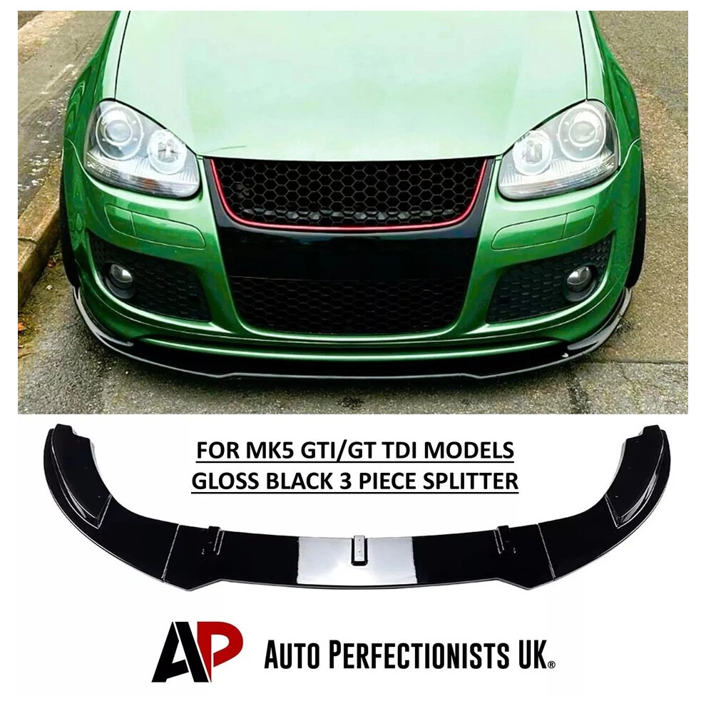 For Vw Golf Mk5 Gti Gt Tdi Splitter Spoiler Lip Body Kit 2003-2008 Black 5061072667770