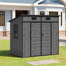 6.3 x 4FT Outdoor Plastic Garden Storage Shed with Window, 2 Vents & Double Lockable Doors