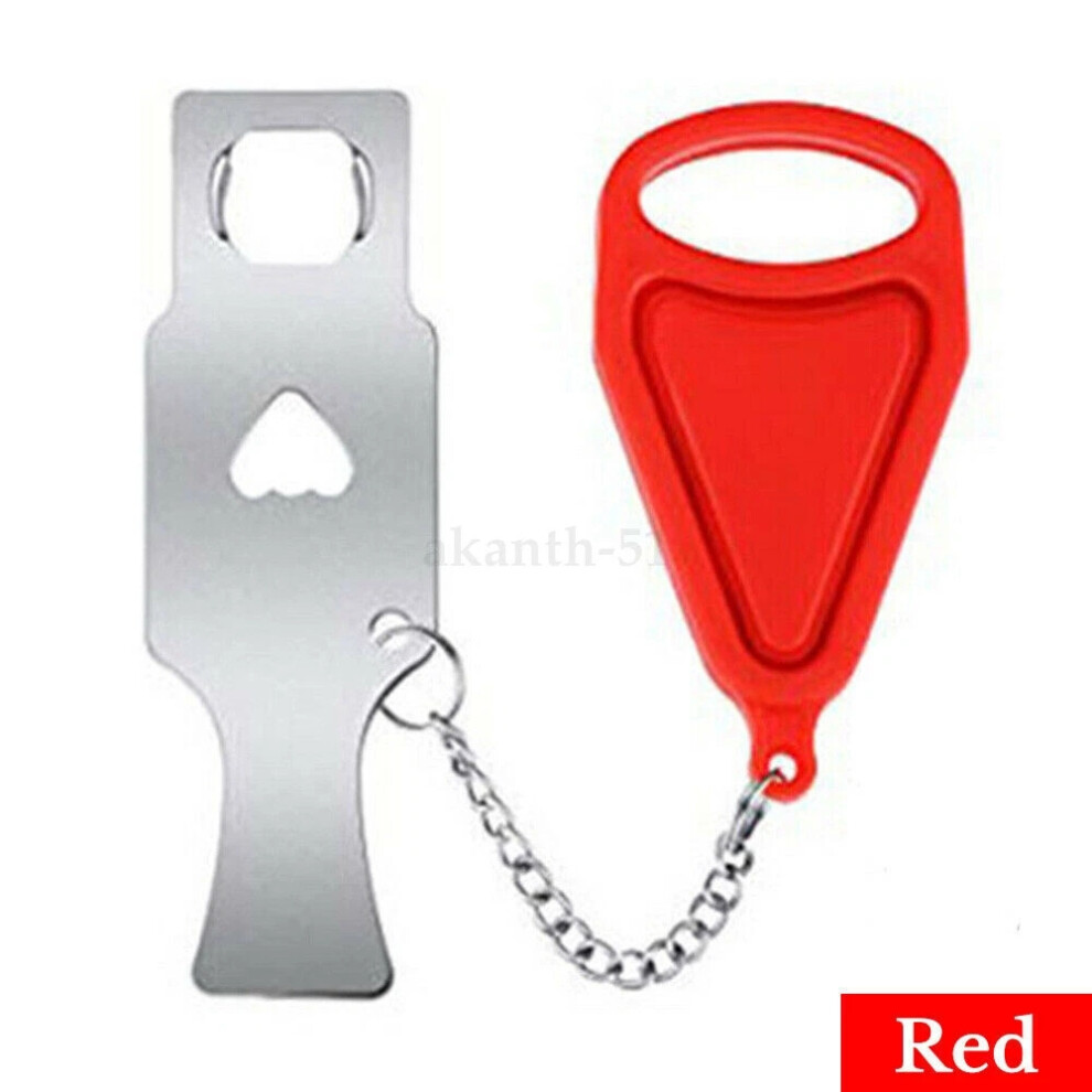 (Red) Portable Door Lock Hardware Safety Security Tool For Home Privacy Travel Hotel New 4069369102509