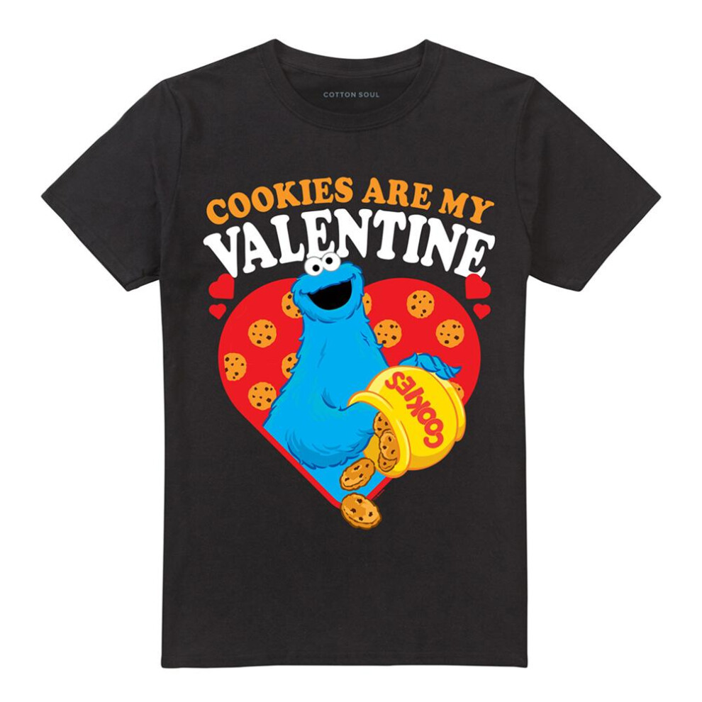 Sesame Street , ) Unisex Adult Cookies Are My Valentine T-Shirt Men's Black 36In