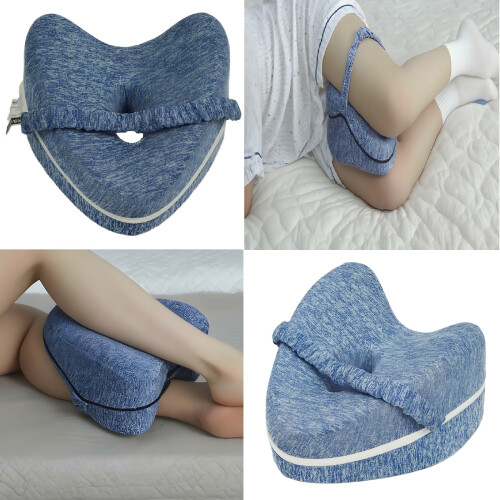 Gr8 Home Memory Foam Leg Knee Support Pillow Blue Sleeping Cushion With Cover