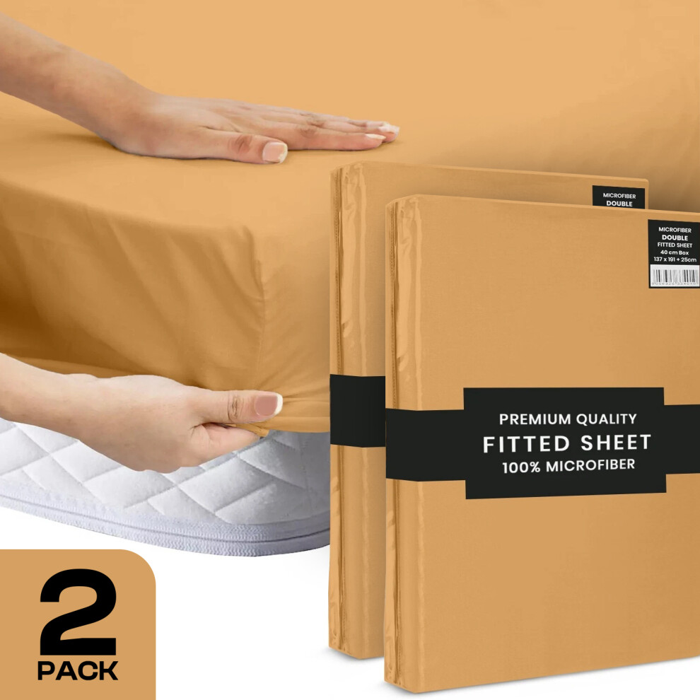 (Pack of 2 - Super King (180x200cm), Yellow) 25cm Extra Deep Fitted Bed Sheet & Pillowcases-image-OPC-PJ7TSPK-NEW