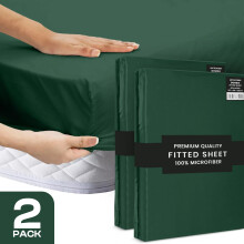 (Pack of 2 - Single (90x190cm), Emerald / Green) 25cm Extra Deep Fitted Bed Sheet & Pillowcases