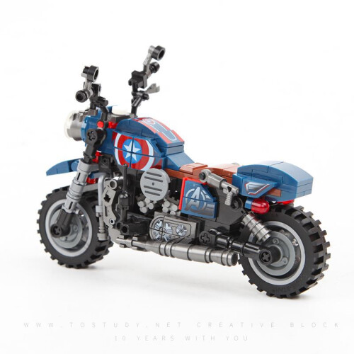 1 blue Harley motorcycle model motorcycle assembly building block toy 2