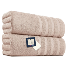 2 X Big Super Jumbo Bath Sheets -100 x 200 cm- Egyptian Cotton Soft XXL Bath Towels (Latte)