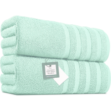 2 X Big Super Jumbo Bath Sheets -100 x 200 cm- Egyptian Cotton Soft XXL Bath Towels (Mint)