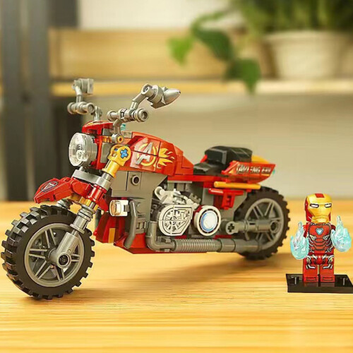 1 red Harley motorcycle model motorcycle assembly building block toy