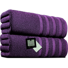 2 X Big Super Jumbo Bath Sheets -100 x 200 cm- Egyptian Cotton Soft XXL Bath Towels (Plum)