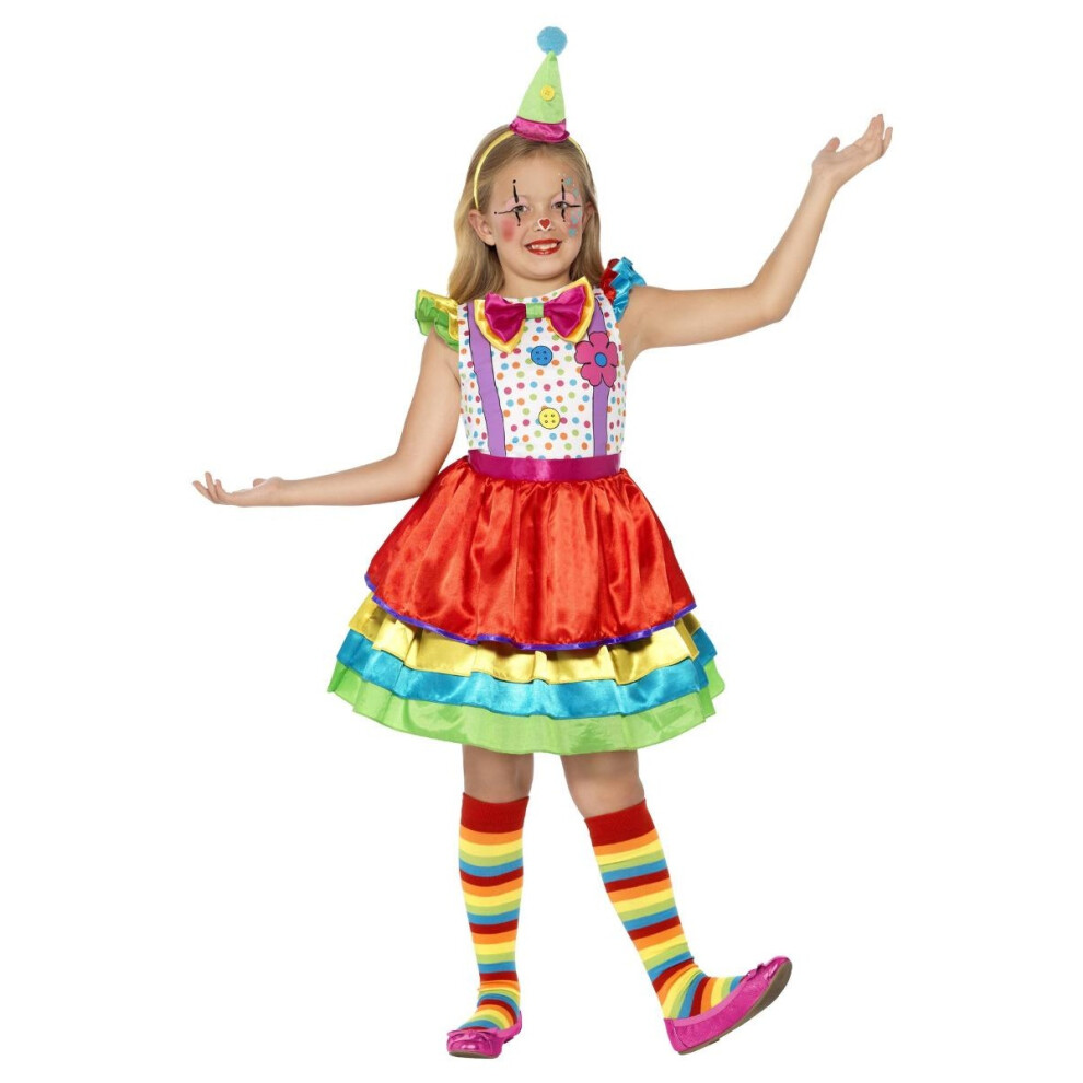 New Smiffys Unisex Kids (10-12 Years, Multicoloured) Girls Deluxe Clown Costume Set Size 10