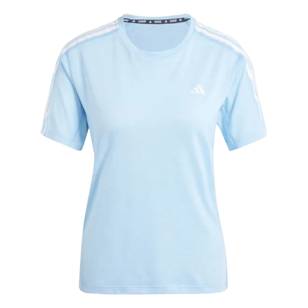 (L, Blue) Adidas Womens/Ladies Own The Run Stripe T-Shirt