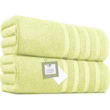 2 X Big Super Jumbo Bath Sheets -100 x 200 cm- Egyptian Cotton Soft XXL Bath Towels (Lemon)