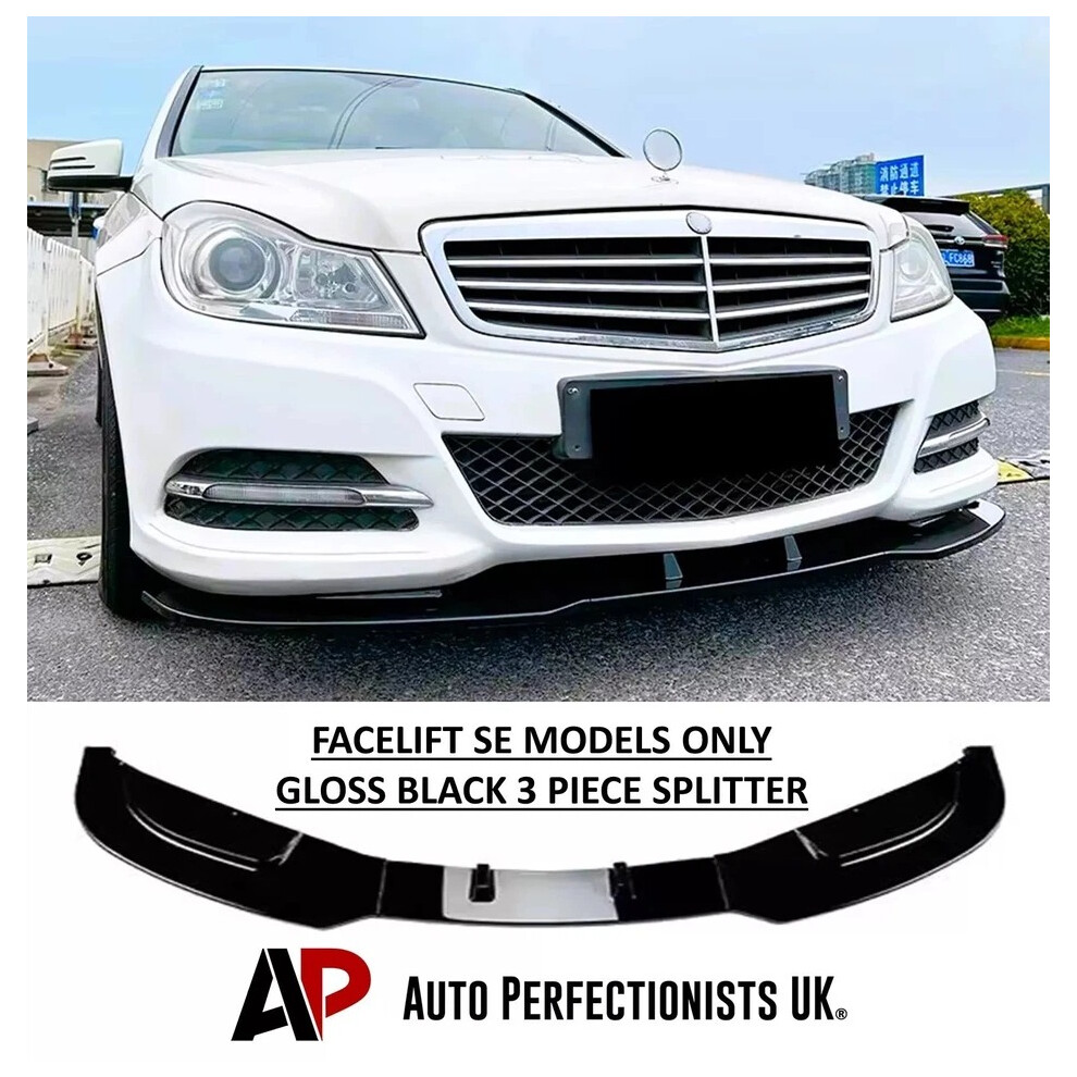 For Mercedes C Class Se B Style W204 Splitter Spoiler Lip Kit Black 5061072667817